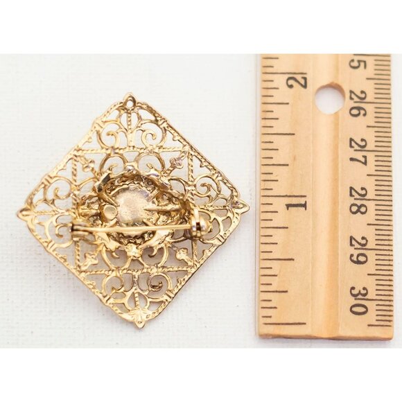 Vintage Edwardian Square Brooch with Red Gemstone - A3 - Picture 2 of 2